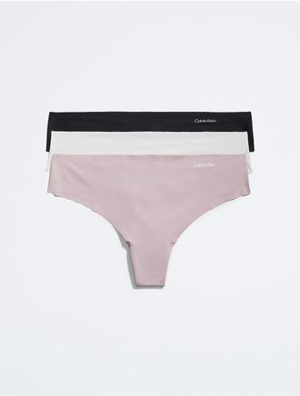 Calvin Klein Womens Invisibles 3-Pack Thong - Multi - XS