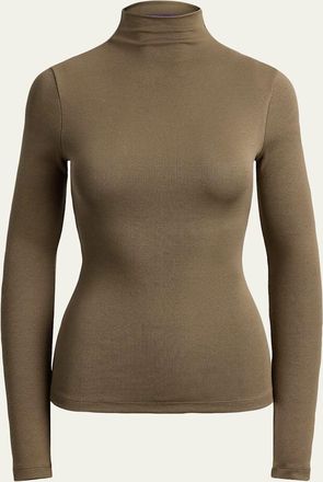 Ralph Lauren Collection Catia Rib-Knit Stretch Silk Mockneck Top