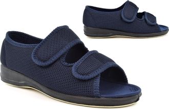 Generic Womens Wide Slippers Womens Strap Fastening Slippers Size 4 Wide Slipper Size 8 Ladies Strap Fastening Slipper Rubber Sole 4E Fitting Washable Sizes 3