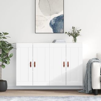 vidaXL Armarios De Pared 2 Uds Madera De Ingenier&iacute;a Blanco Vidaxl