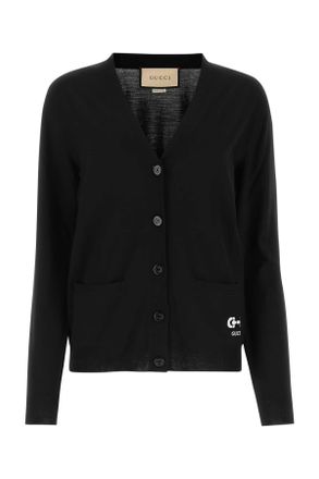 Gucci Black Stretch Wool Blend Cardigan