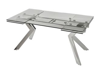 Vente-Unique Mesa de comedor extensible VELIKA - Cristal templado y metal - 6 a 8 comensales