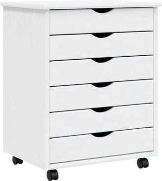 vidaXL Vidaxl - Rolling Cabinet with Drawers moss White Solid Wood Pine