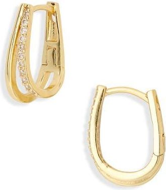 Argento Vivo CZ Split U-Shaped Hoop Earrings in Gold at Nordstrom Rack