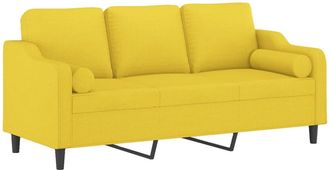 vidaXL Sof&aacute; De 3 Plazas Con Cojines Tela Amarillo Claro 180 Cm Vidaxl