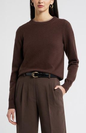 Nordstrom Crewneck Cashmere Sweater in Brown Mole at Nordstrom, Size Medium