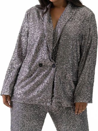 Never Fully Dressed Sequin Sparkle Blazer In Grey Sequin