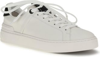 Balmain Womens B-Court Sneakers Calfskin Leather Gab Blanc-Noir Blanc/noir