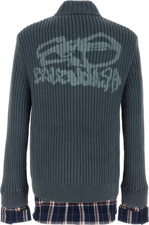 Balenciaga Mens Cardigan Blue Cotton