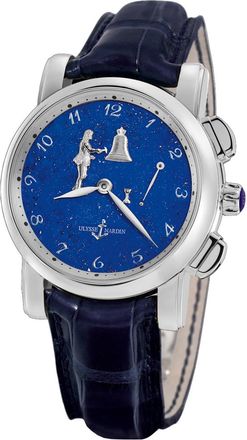 Ulysse Nardin Hourstriker Blue Dial Platinum Blue Leather Mens Watch 6109-103-E3