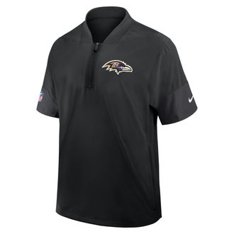 Nike Baltimore Ravens Sideline Coach Nike Mens NFL 1/2-Zip Short-Sleeve Jacket in Black | 03BO166N8G-2J5