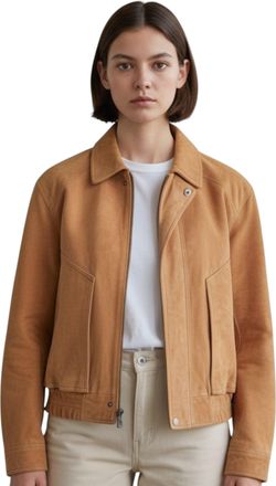Infinity Leather Womens Tan Leather Biker Blouson Bomber Oversized Jacket - Sibiu