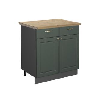 Vicco Mueble Bajo De Cocina Fame-line, Verde Dorado Casa De Campo, 80 Cm, Et Roble