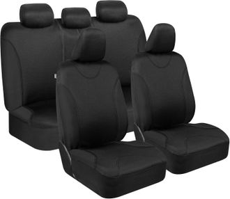 OEM Juego Completo De Fundas Negras Para Asientos De Coche: Fundas Universales A Juego Para Camiones Y Suv Fundas Para Asientos Delanteros, Asientos Trase