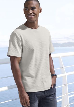 John Devin T-Shirt JOHN DEVIN mit Struktur, Herren, Gr. XXL, beige, Jersey, Obermaterial: 60% Baumwolle, 40% Polyester, unifarben, regular fit, Rundhals, abgeste