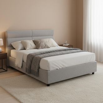 Dmora Cama De Plaza Y Media Brinzio, Colch&oacute;n Incluido, Desenfundable Made In Italy, Con Contenedor, Gris