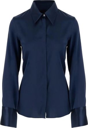 F.it Camicia in seta con colletto a punta - Blu