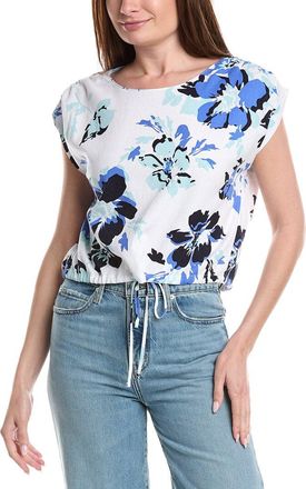 Ellen Tracy Drop Shoulder Linen-Blend Top