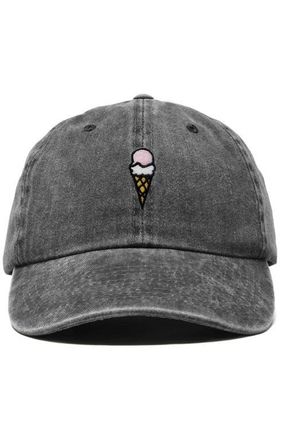 Dalix Double Scoop Embroidered Cap in Washed Black at Nordstrom