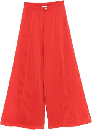 Forte_Forte My Pants - Dames - Wijde Broeken - Rood - M - Katoen - Broeken