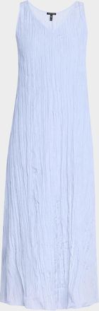 Eileen Fisher Sleeveless Crinkled Silk Midi Dress