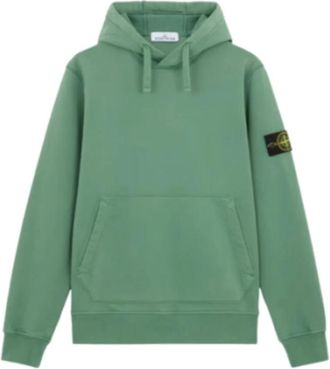 Stone Island Capuchonkatoenen sweatshirt met voorzak - Heren - Hoodies - Groen - M - Katoen - Hoodies & sweatvesten