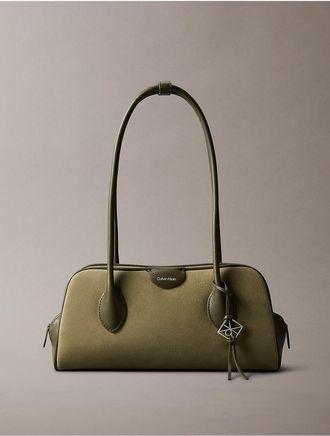 Calvin Klein Womens Emblem Logo Shoulder Bag - Green