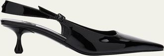 Jimmy Choo London Amel Pointed Patent Leather Slingback Pumps