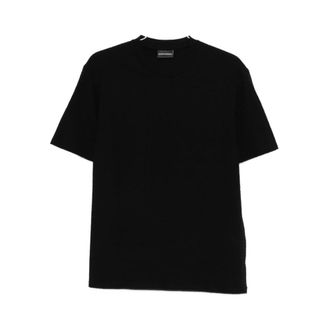 Emporio Armani T-shirt met jacquard logo - Heren - T-shirts - Zwart - 2XL - Katoen - Tops