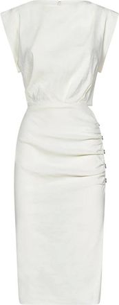 Pinko Midi Dresses, female, White, Size: XL Longuette Dress with Side Cut-Out