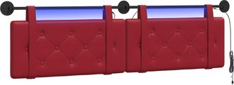 vidaXL Cabecero Colgante Con Luz Led Rojo Vino Cuero Sint&eacute;tico Vidaxl
