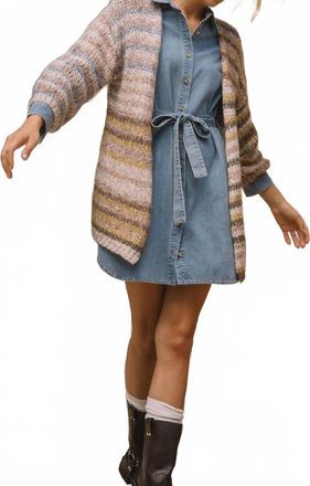 Skies Are Blue Clothing Stripe Open Cardigan In Multi