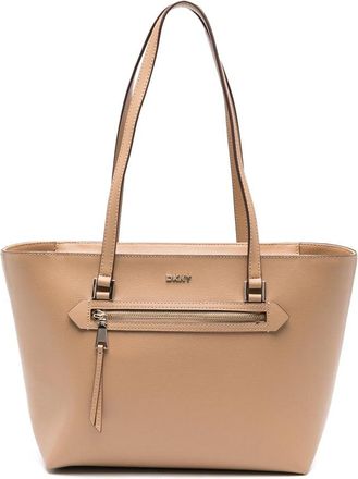 DKNY Structured Cow Leather Tote with Minimalist Design