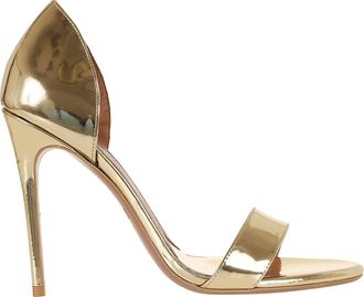 PARIS TEXAS Open-Toe Sandal in Gold Metallic Leather with Stiletto Heel