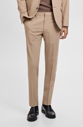 Mango Paris Slim Fit Suit Pants in Beige at Nordstrom, Size 30