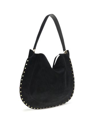 Isabel Marant Womens Soft Shoulder Bag Oskan Black Suede Calf Leather