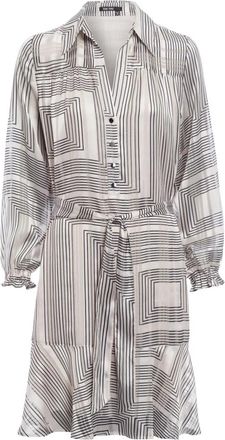 Marc Aurel Graphic Satin Shirt Dress - Dames - Shirt Kleedjes - Veelkleurig - 2XL - Polyester - Kleedjes