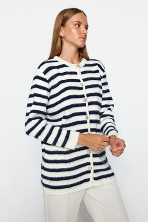 Trendyol Modest Dames Ecru Gestreept Lang Regular fit Modest Vesten