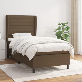 vidaXL Vidaxl - Cama Box Spring Con Colch&oacute;n Tela Marr&oacute;n Oscuro 100x200 Cm