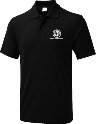 Generic Embroidered French Foreign Legion Polo T Shirt, French Army Polo T Shirt, French Military Polo T Shirt Black