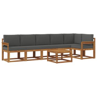 vidaXL Conjunto De Sof&aacute;s De Exterior 7 Pcs Natural Y Antracita Vidaxl