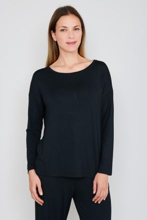 Joop Langarmshirt JOOP Luxe, Damen, Gr. 40, schwarz, Obermaterial: 95% Modal, 5% Elasthan, Shirts Langarmshirt