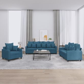 vidaXL Juego De Sof&aacute;s Con Cojines 3 Piezas Terciopelo Azul Vidaxl