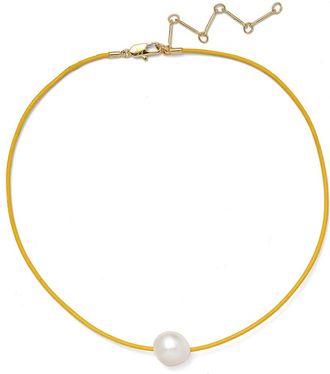 LADY GREY Freshwater Pearl Leather Cord Necklace in Gold/Yellow at Nordstrom