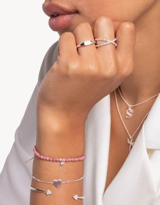 Thomas Sabo Anello in argento sterling 925 con design a pallini e pietre bianche