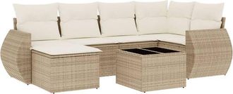vidaXL Vidaxl - Set Sof&aacute;s De Jard&iacute;n 7 Piezas Y Cojines Rat&aacute;n Sint&eacute;tico Beige
