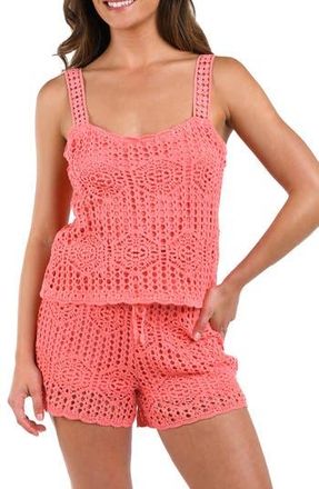 La Blanca Waverly Lace Overlay Cotton Cover-Up Camisole in Coral Reef at Nordstrom Rack, Size X-Small