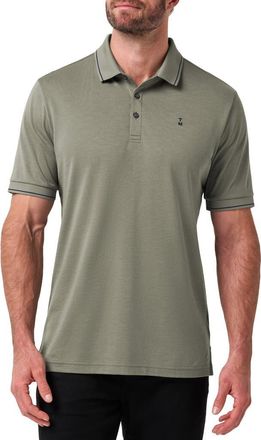 Travis Mathew Happier Hour Tipped Cotton Polo in Dark Olive at Nordstrom, Size Medium