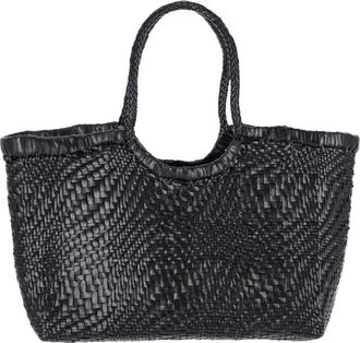 Dragon Diffusion Black Nantucket Optical Woven Leather Large Tote Bag