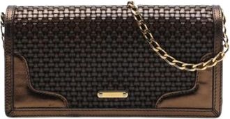Burberry Pre-owned Woven Leather & Suede Shoulder Bag - Dames - Vintage Schoudertas - Bruin - ONE Size - Leer - Vintage